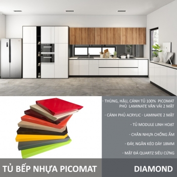 Tủ bếp gỗ nhựa Picomat - Diamond